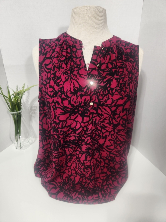 Apt. 9 Tops - Apt. 9 Sleeveless Floral Shell Top - Magenta & Black